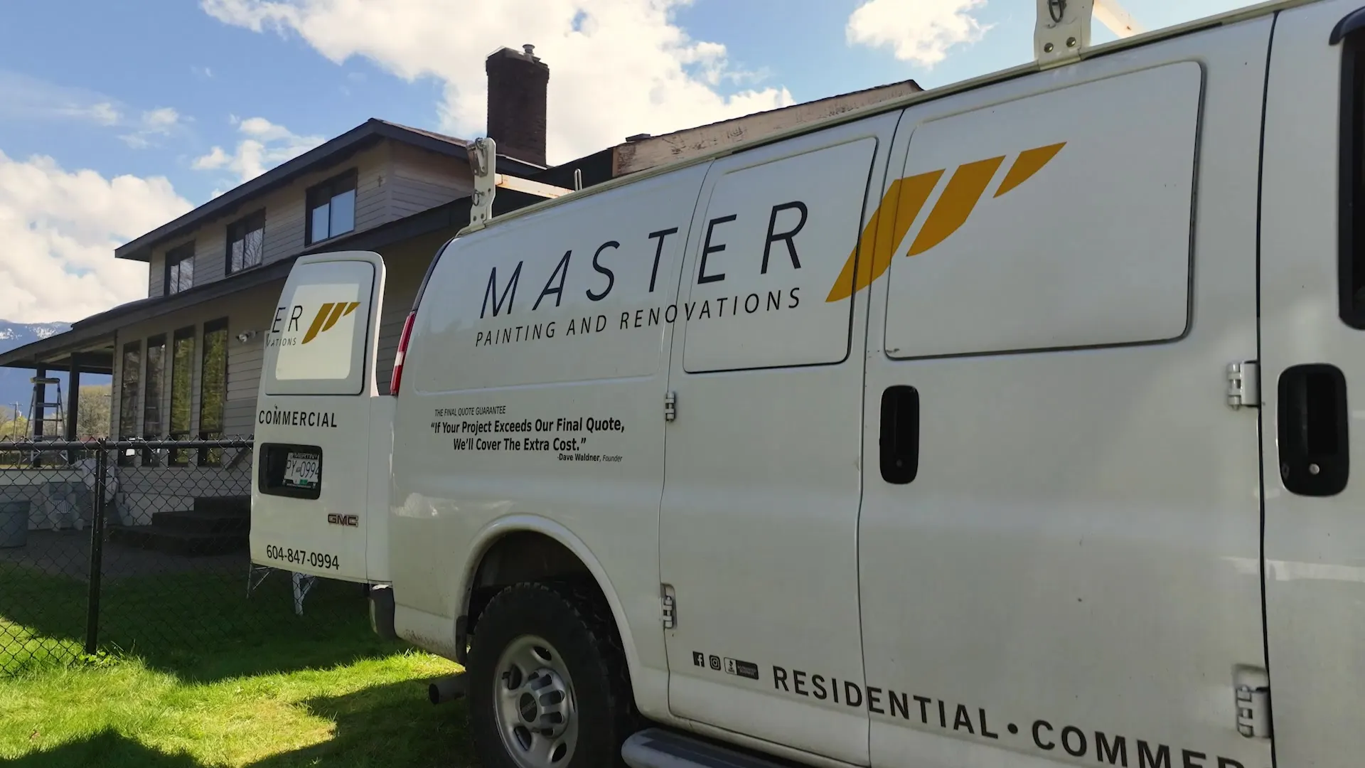 Master Painting & Renovations van parked at the home during the project