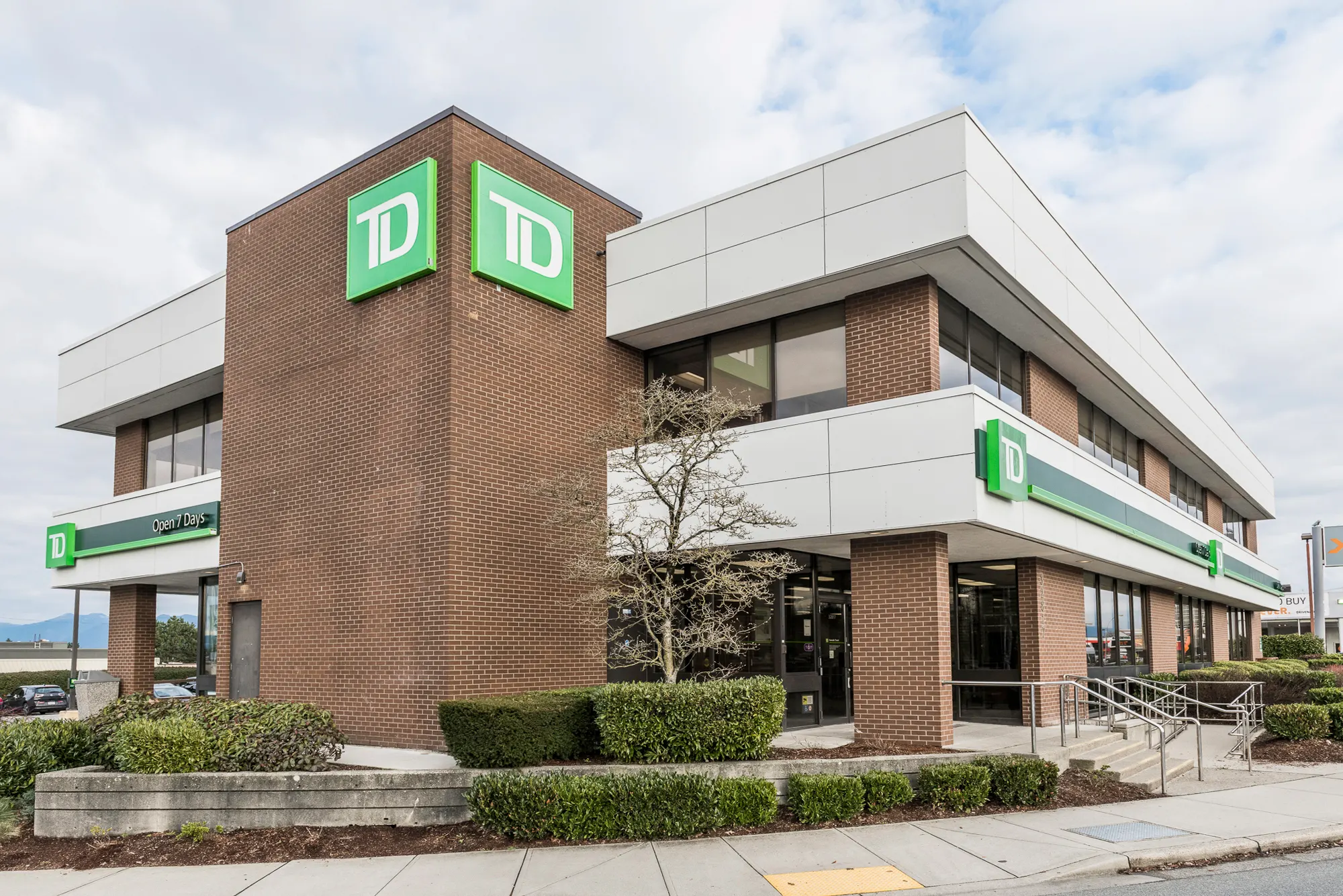 Commercial exterior renovation for a TD Bank branch completed by Master Painting & Renovations